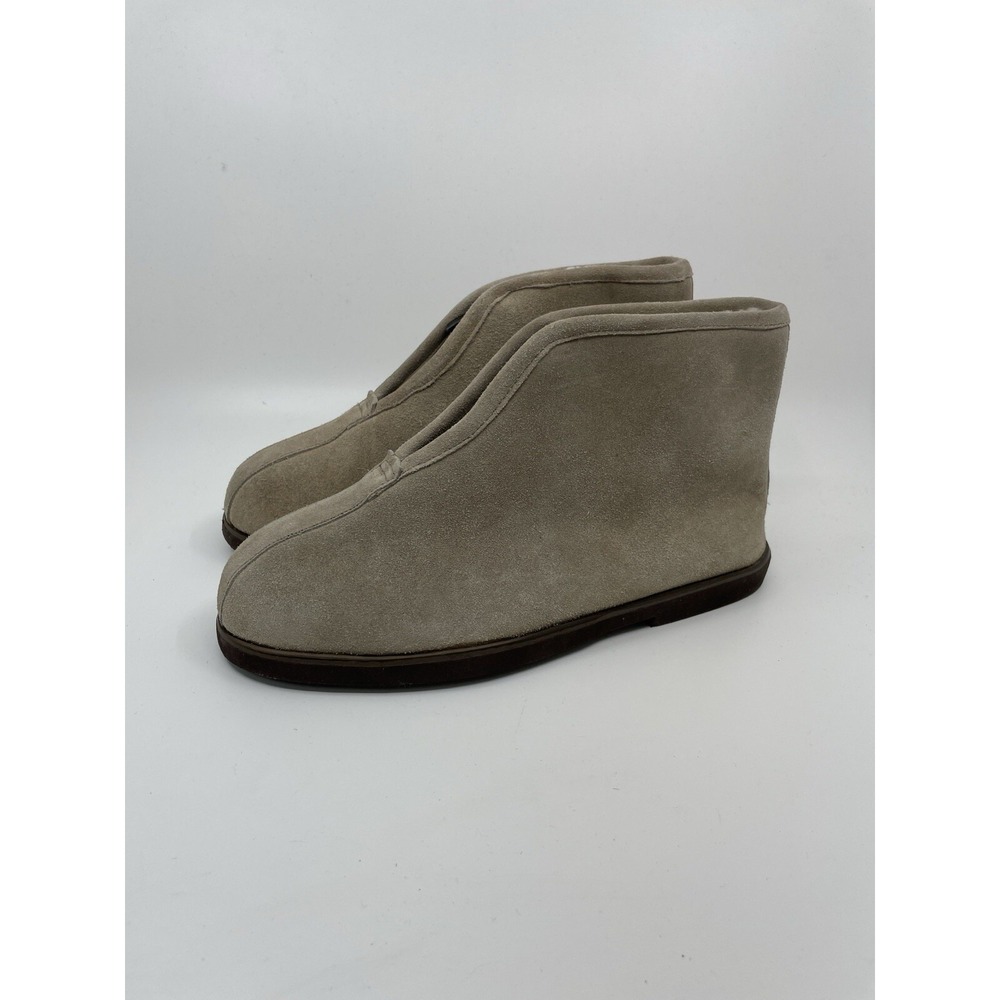The Vermont Country Store Slipper 8M Genuine Shearling Lined Zip Rubber Sole